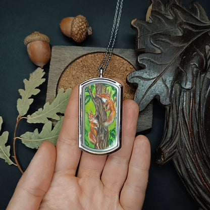Wizard's helpers🌿 Painted pendant🦉🐿️