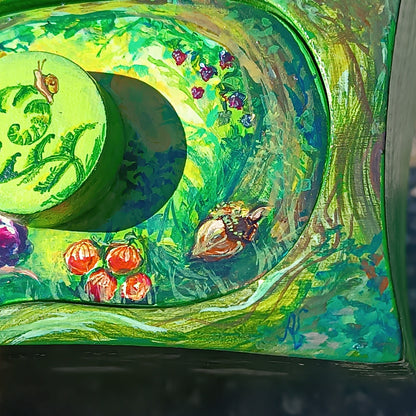Garden mouse. Hand painted jewelry box.