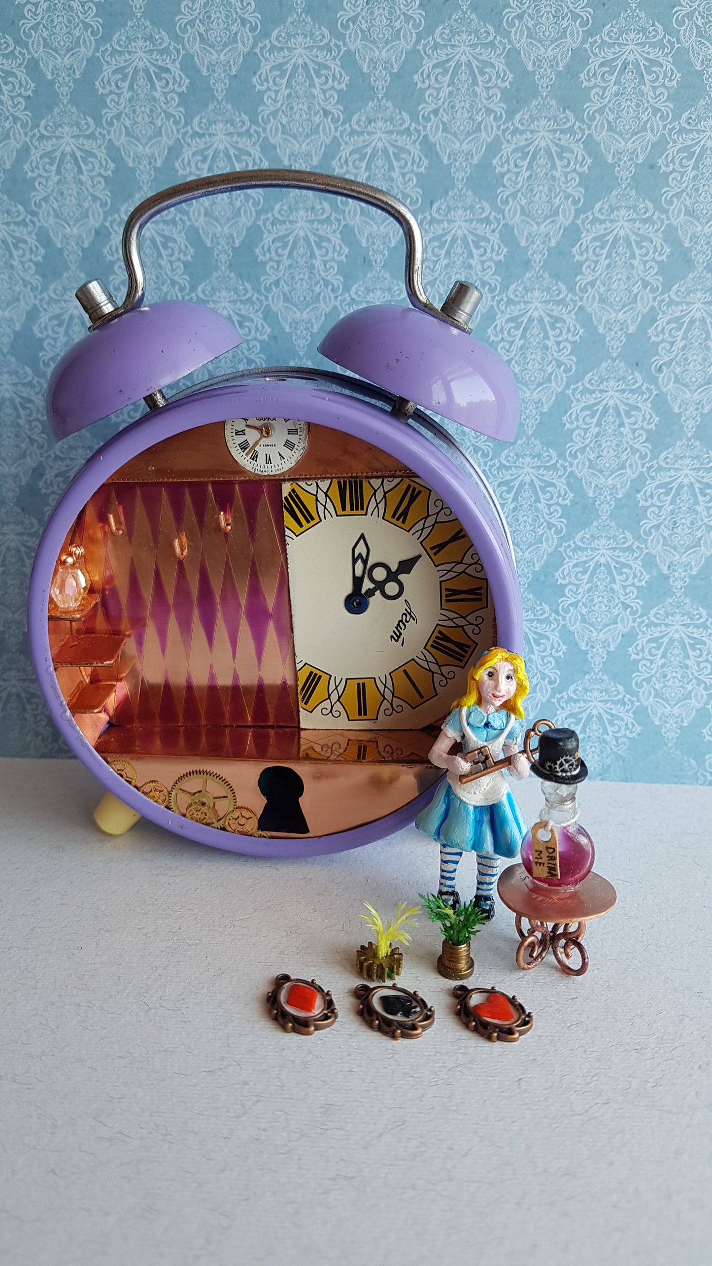 Night lamp clock miniature diorama.