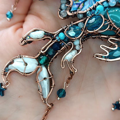 Water dragon. Wearable art necklace