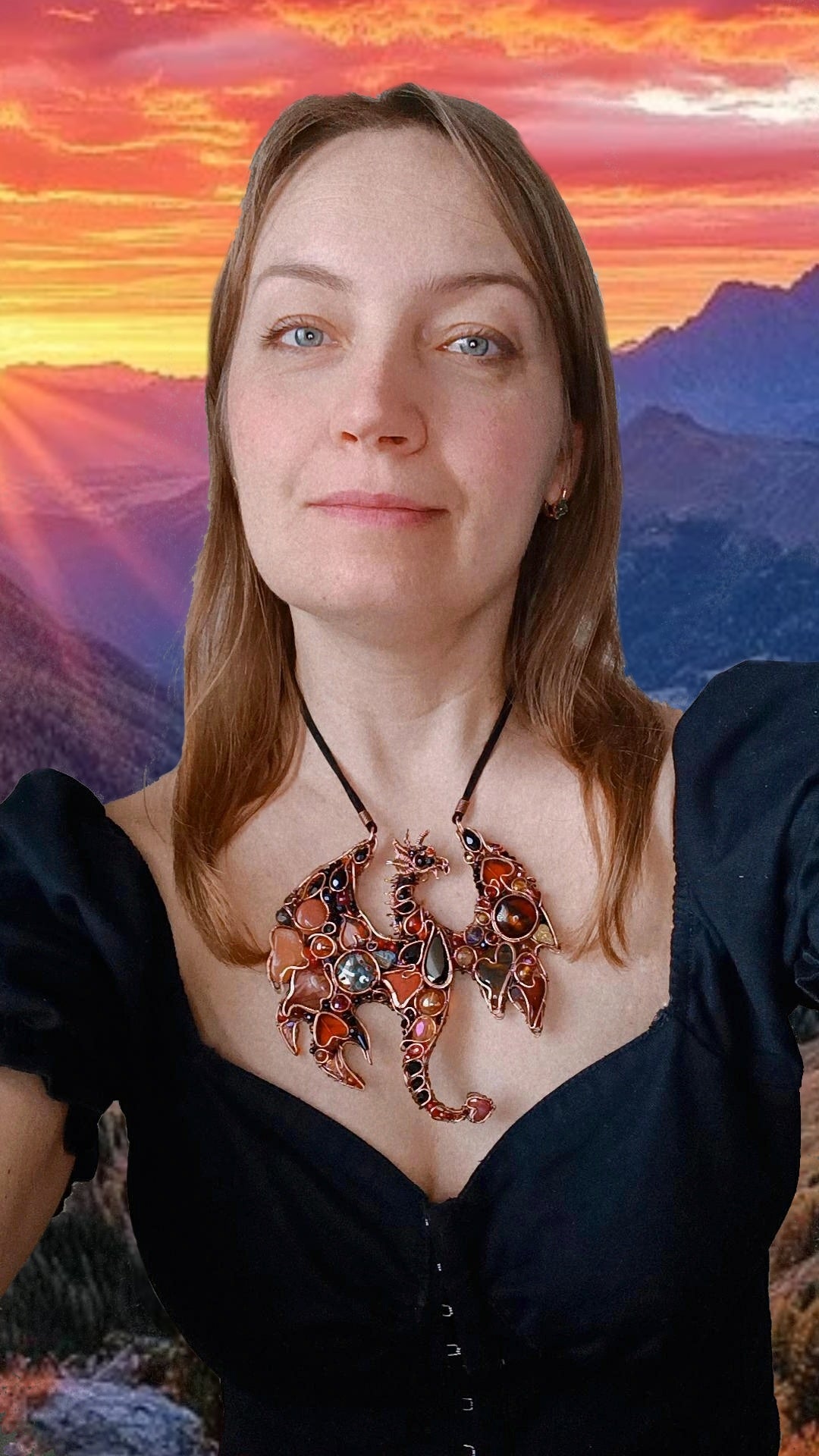 Fire dragon statement necklace
