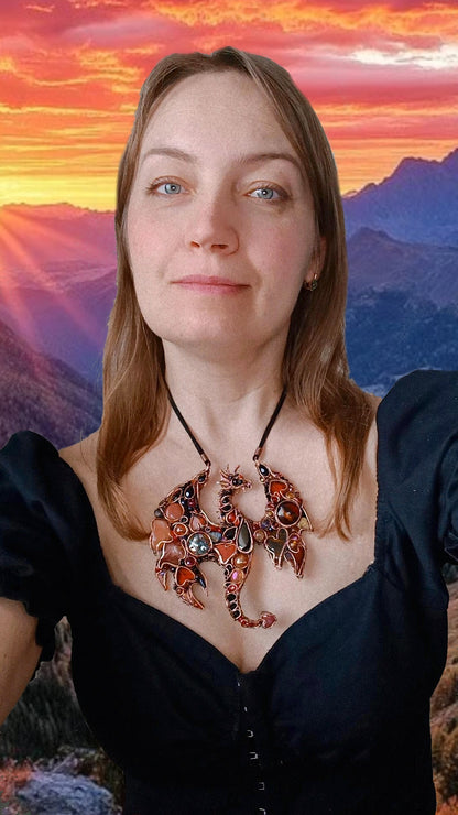 Fire dragon statement necklace