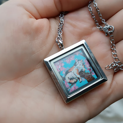 Sakura cats enjoying life🌸Hand painted pendant