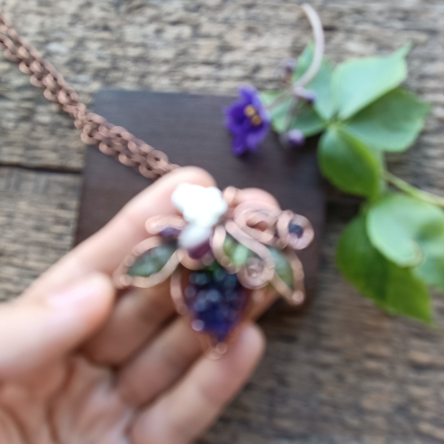 Glass blackberry necklace