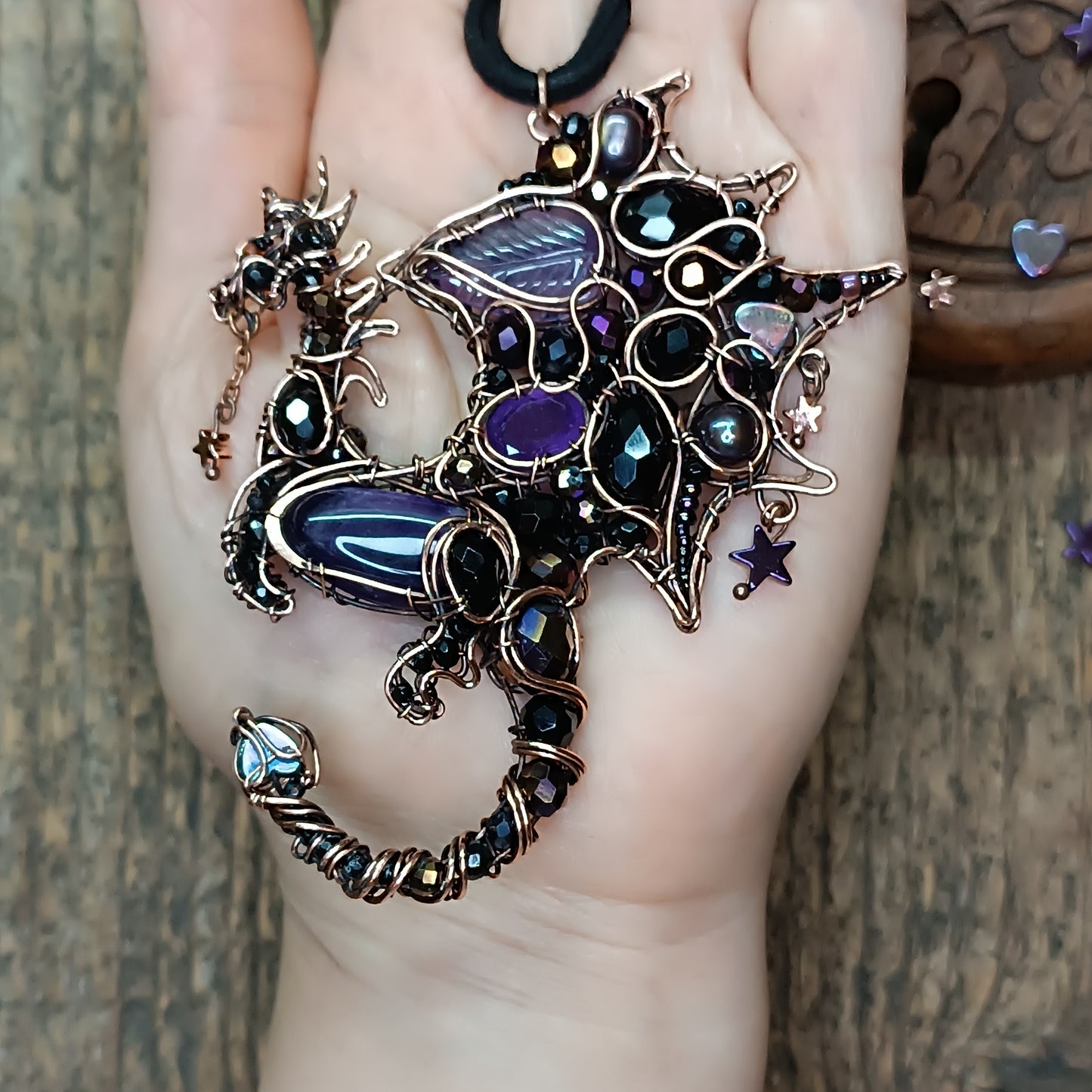 Purple night keeper. Dragon necklace.