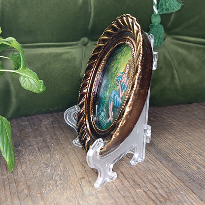 Princess and dragon. Original acrylic painting in a frame.