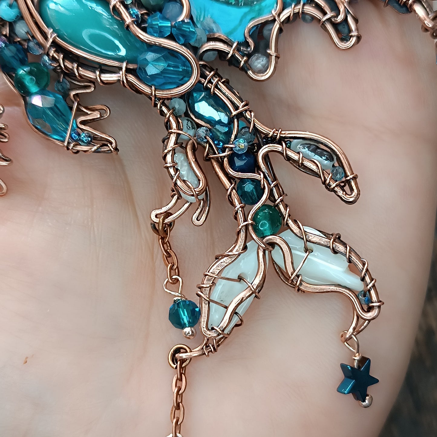 Water dragon. Wearable art necklace