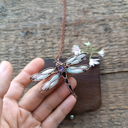 White dragonfly pendant