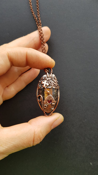 Acorn fairy house pendant.