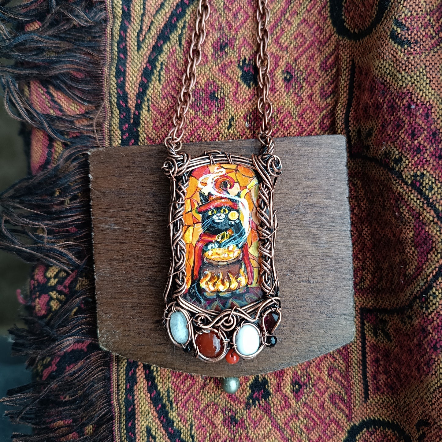 Halloween potion. Wearable art necklace.🦇🐈‍⬛🍲