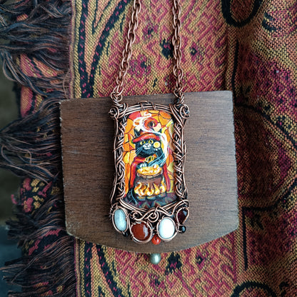 Halloween potion. Wearable art necklace.🦇🐈‍⬛🍲
