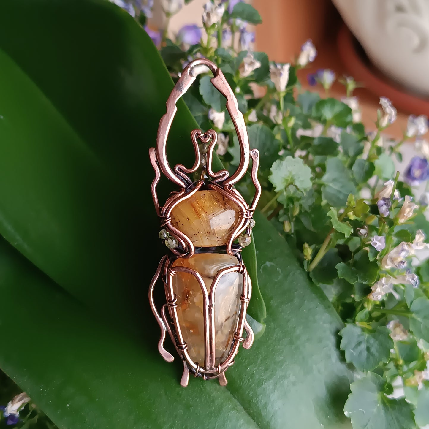 Stag beetle necklace