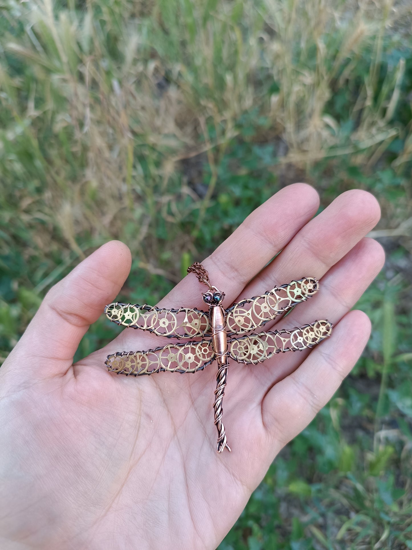 Steampunk dragonfly pendant