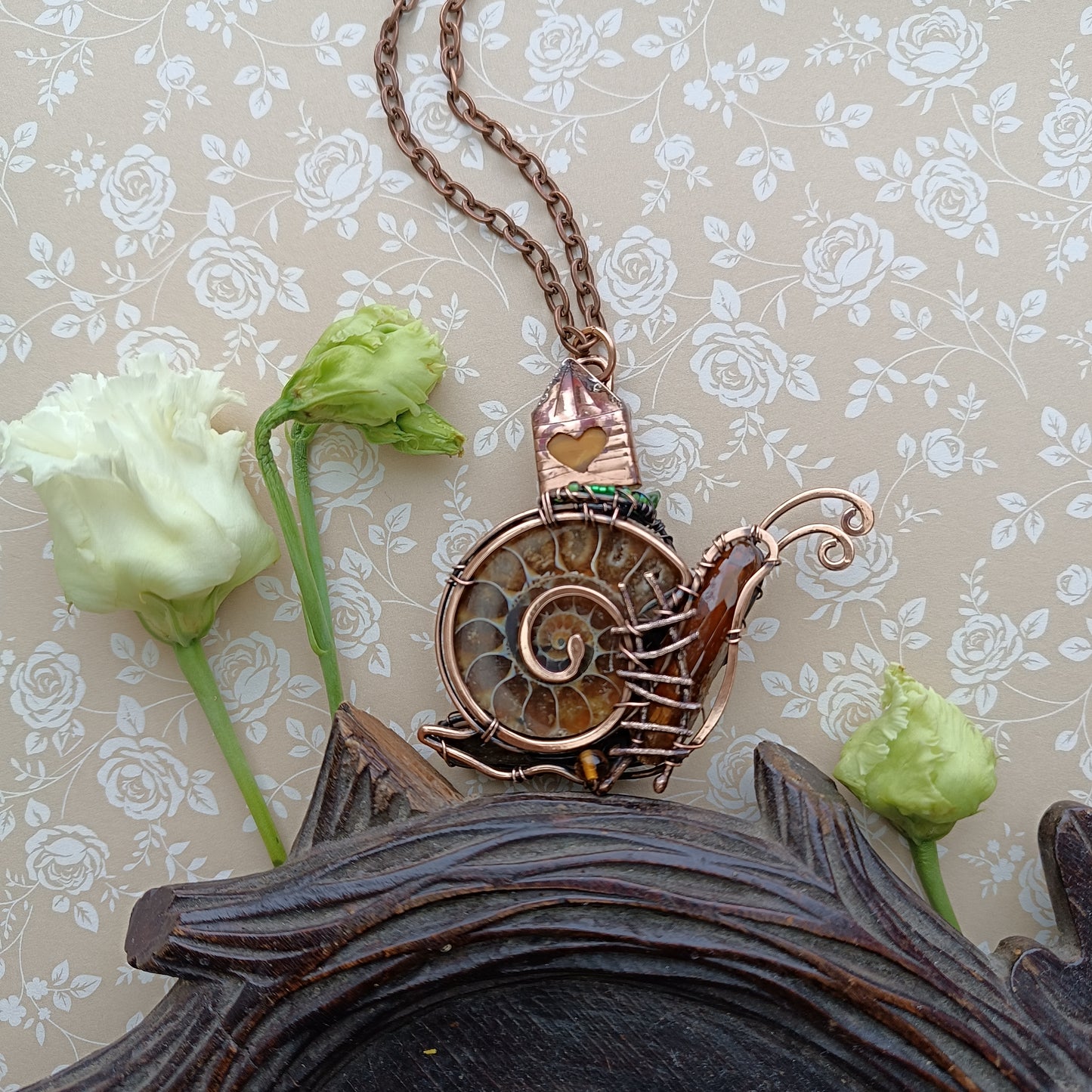 Snail and Fairy house necklace