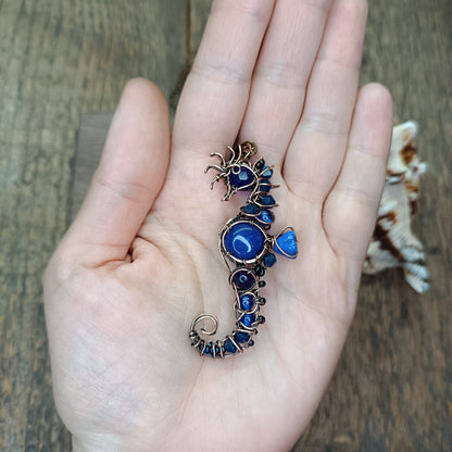 Blue lapis seahorse pendant