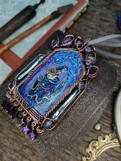 "Tiny magician". Wearable art necklace.