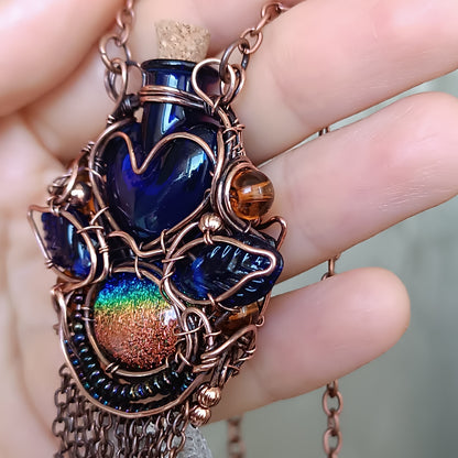Blue autumn vial necklace