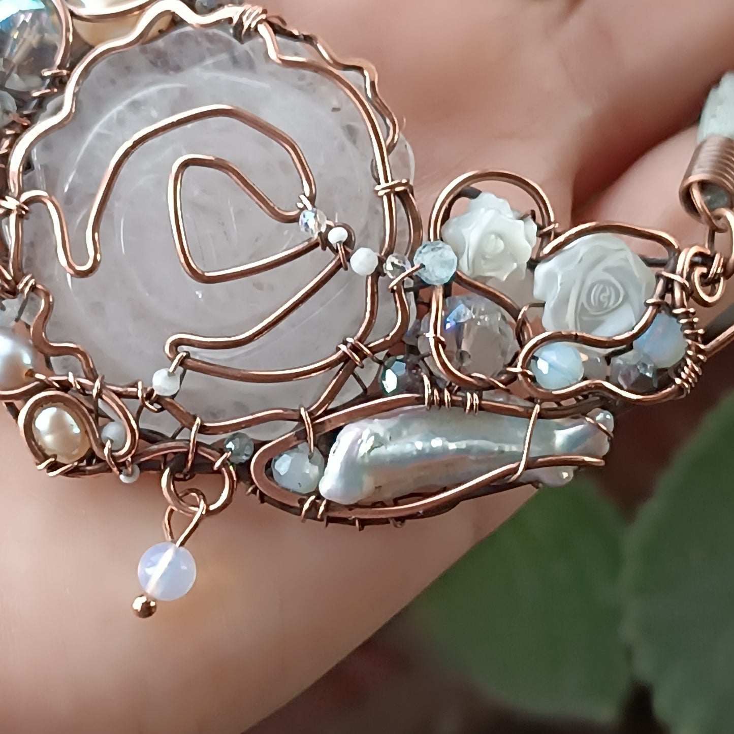 First snow. Rose necklace.