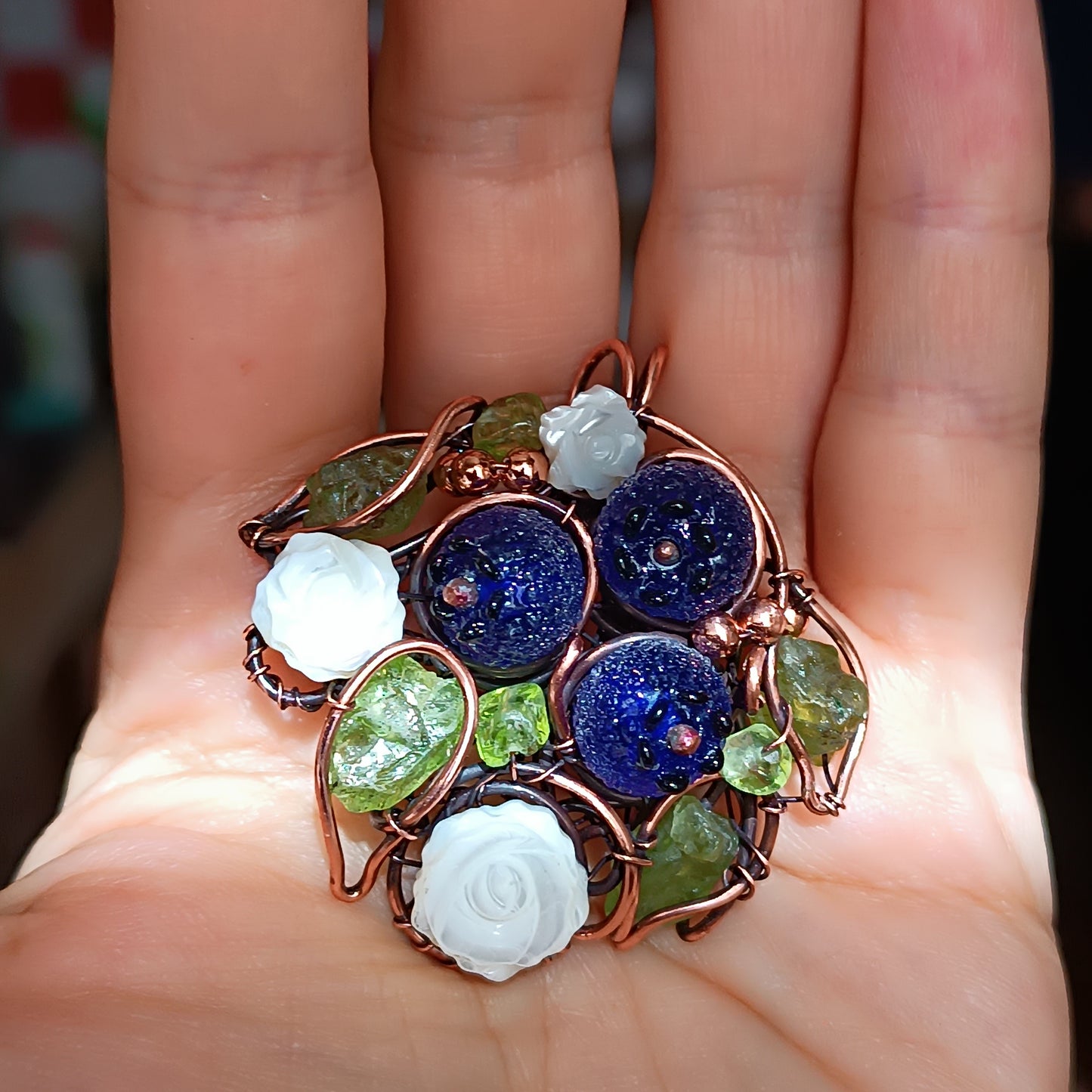 Beaded blueberry necklace