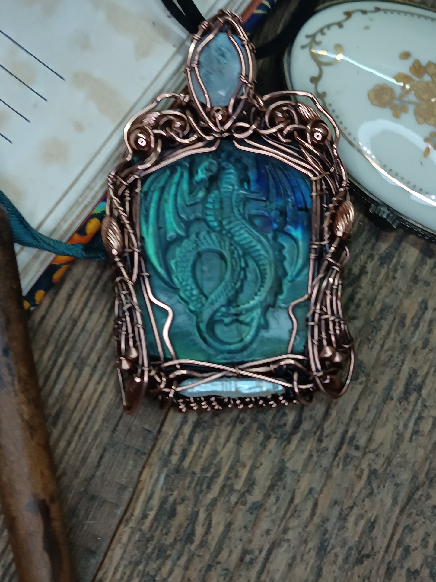 Blue dragon necklace