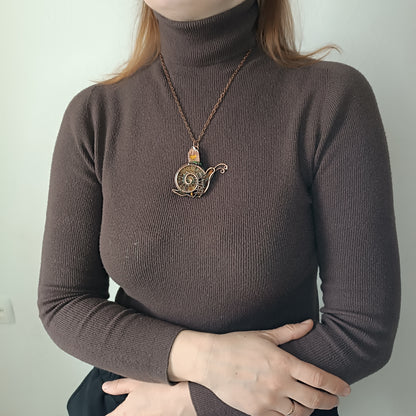 Snail and Fairy house necklace