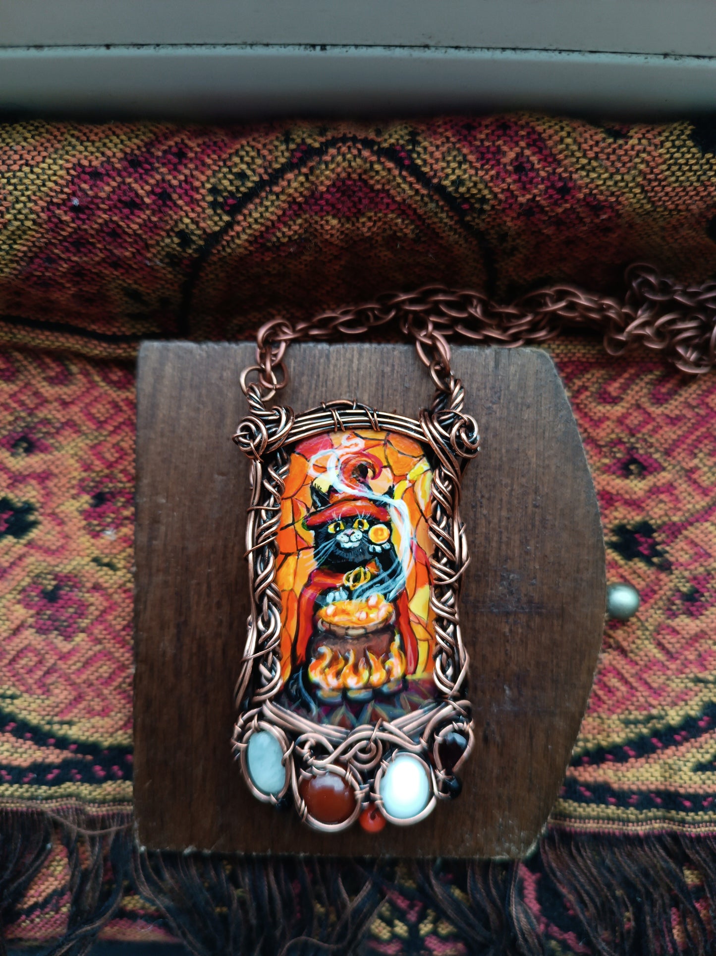 Halloween potion. Wearable art necklace.🦇🐈‍⬛🍲
