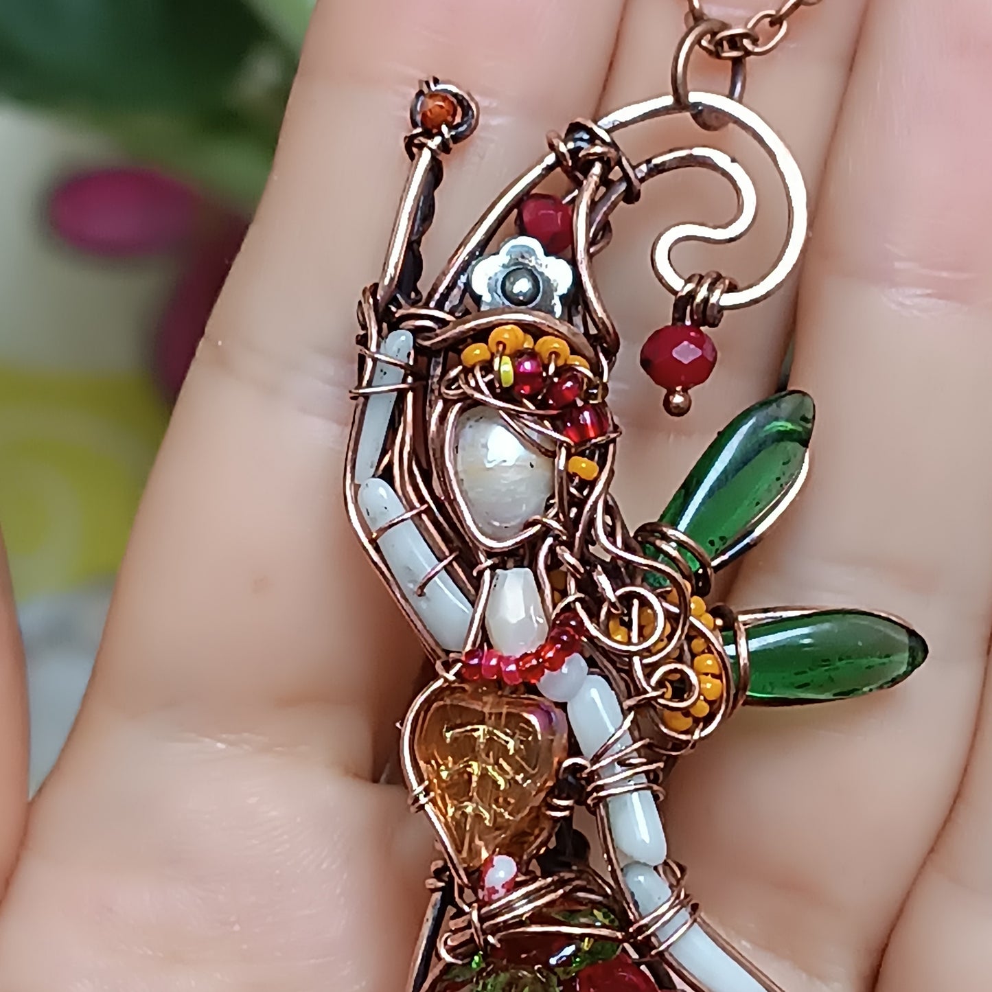 Sweet raspberry fairy pendant