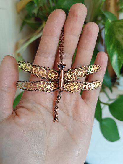 Steampunk dragonfly pendant