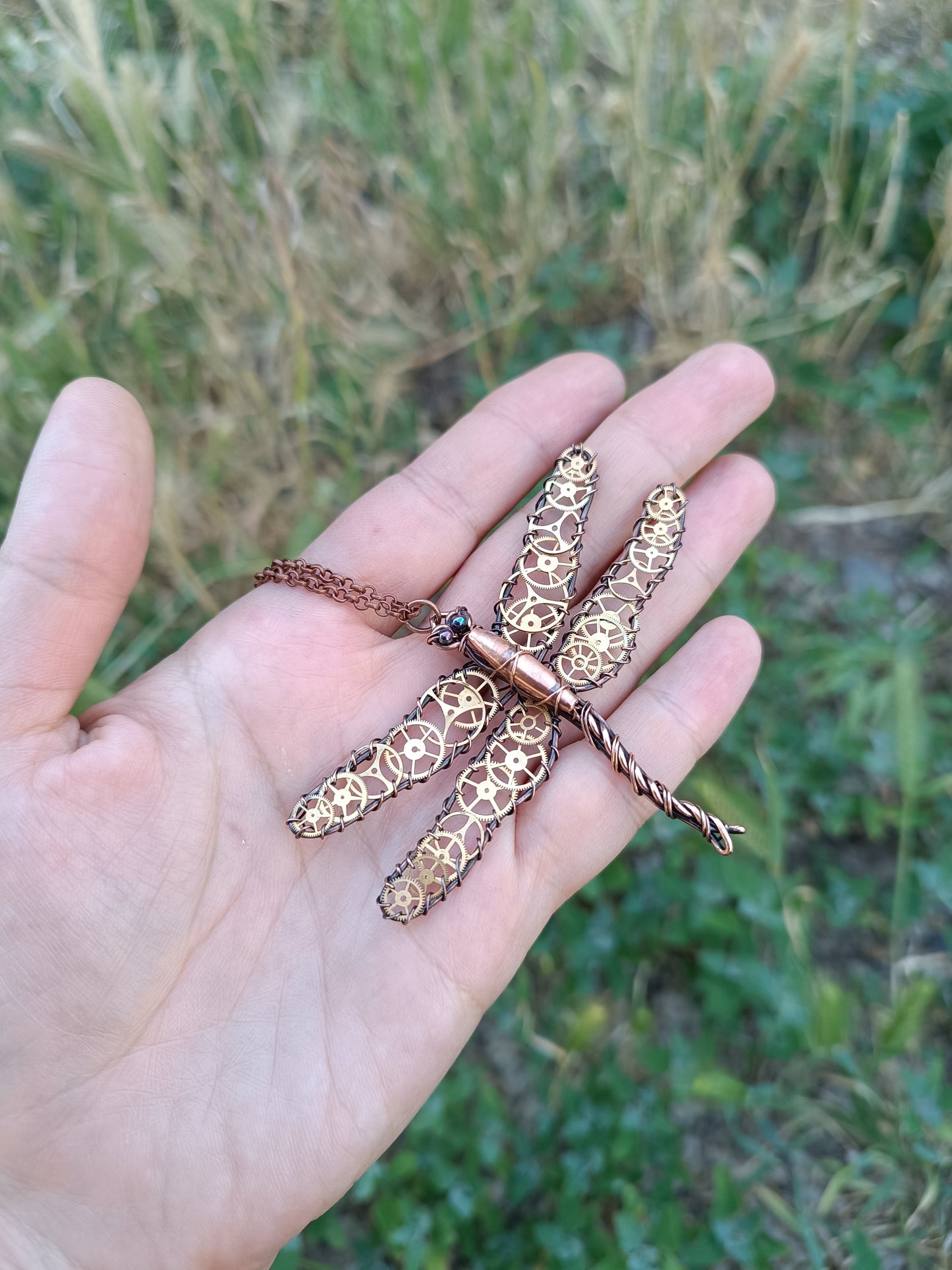 Steampunk dragonfly pendant