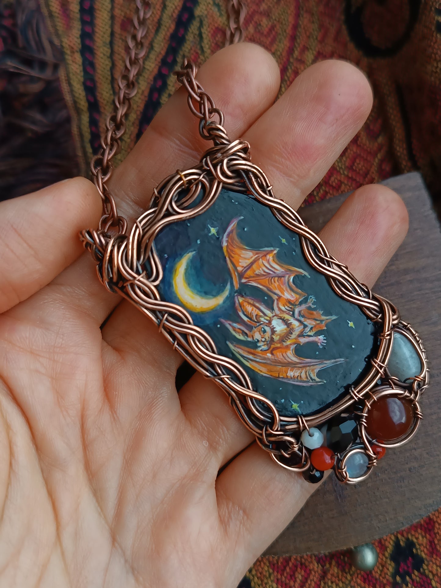 Halloween potion. Wearable art necklace.🦇🐈‍⬛🍲
