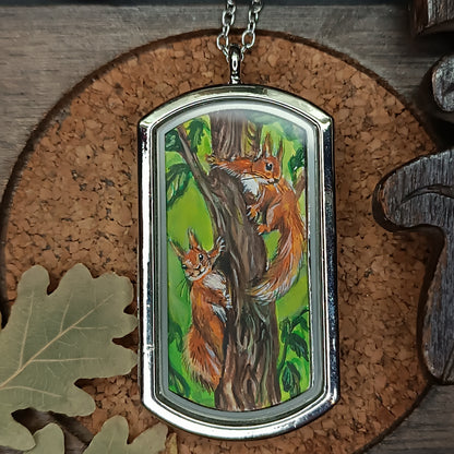 Wizard's helpers🌿 Painted pendant🦉🐿️
