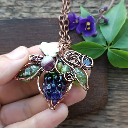 Glass blackberry necklace