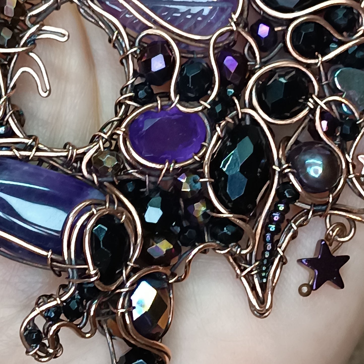 Purple night keeper. Dragon necklace.