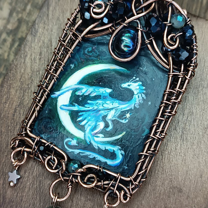 Moonlight ballade. Owl and Dragon necklace.