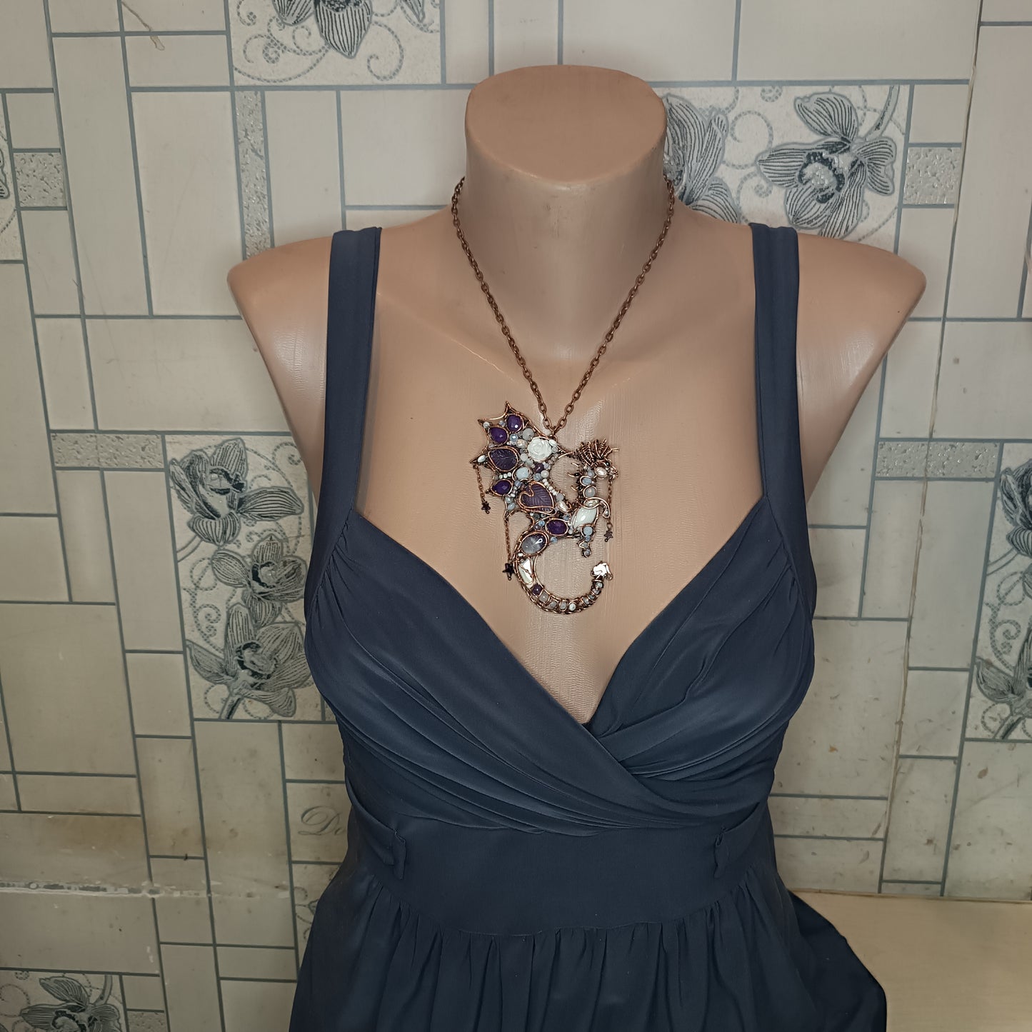 Amethyst night Stars catcher. Dragon necklace.