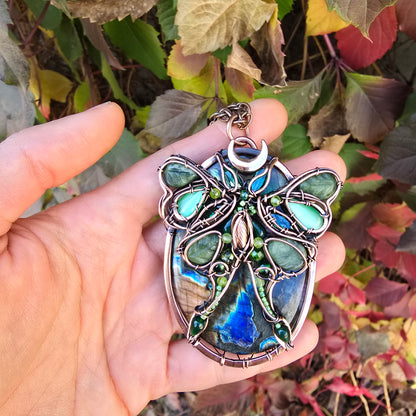 Luna moth necklace