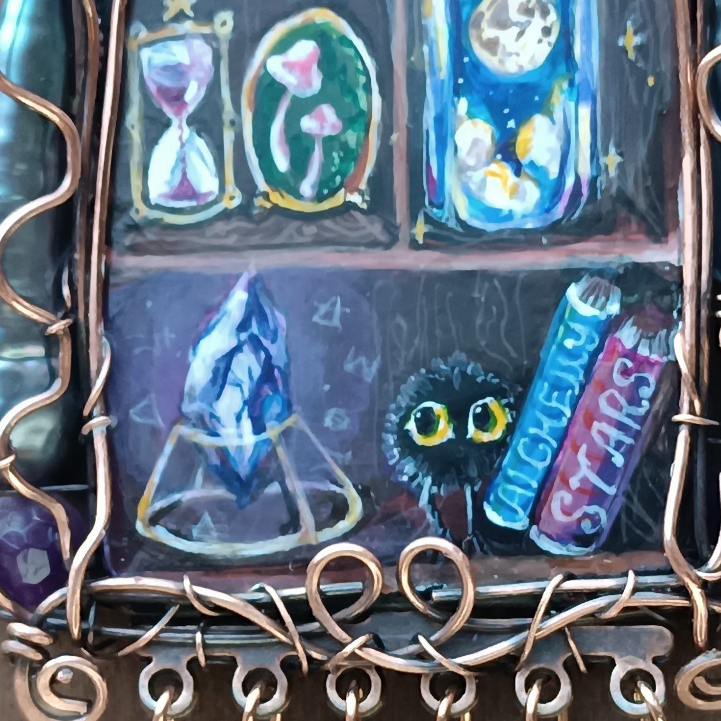 "Tiny magician". Wearable art necklace.