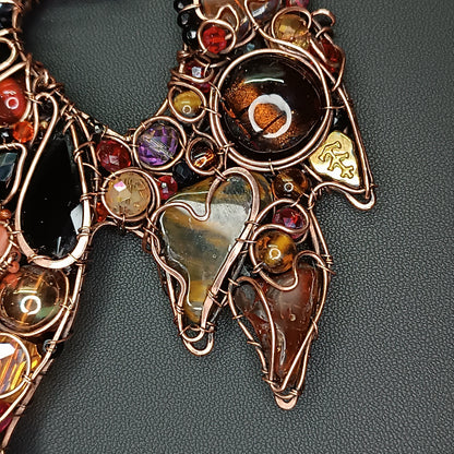 Fire dragon statement necklace