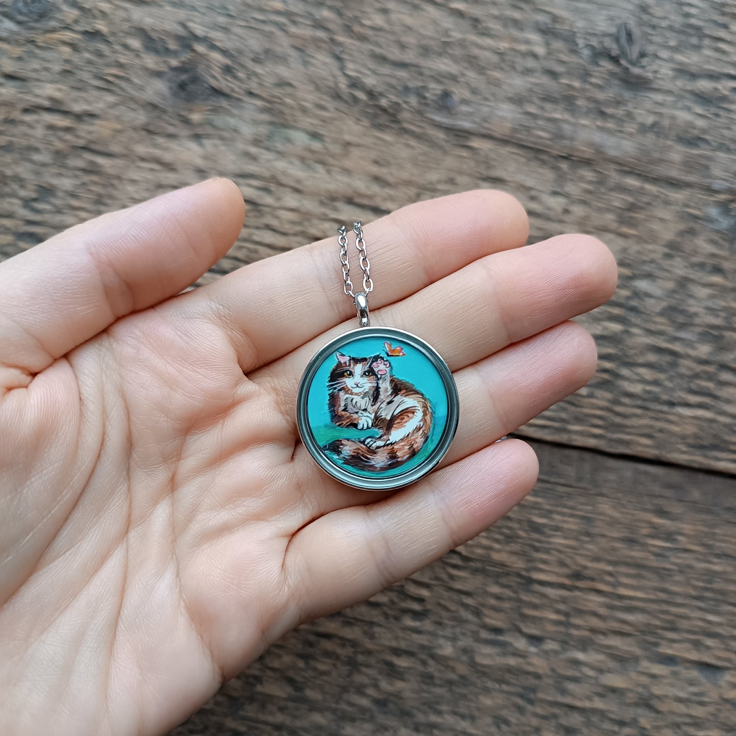 Cosy cats. Miniature paintings in a pendant!