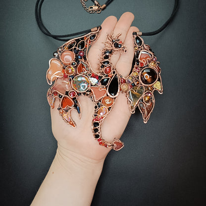 Fire dragon statement necklace
