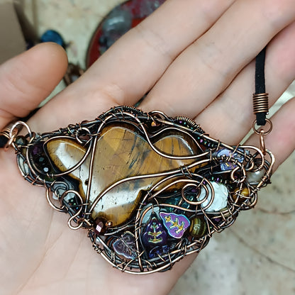 Golden tiger eye snake necklace