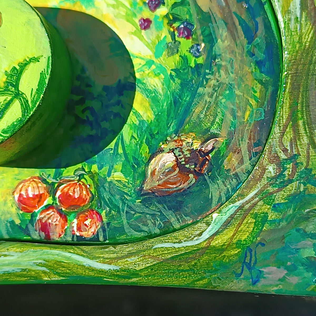 Garden mouse. Hand painted jewelry box.