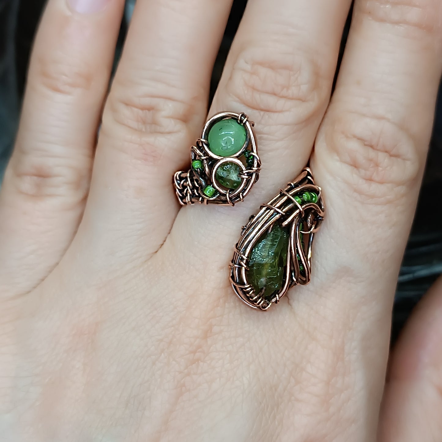 Peridot ring. Adjustable. Size S-L