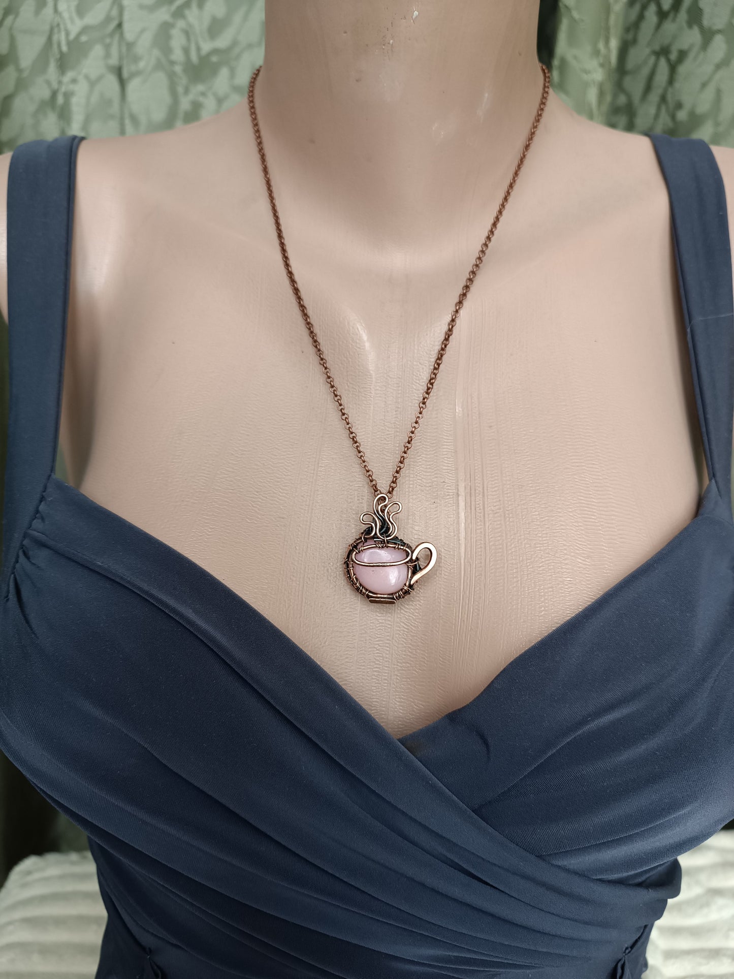 Pink opal cup pendant.