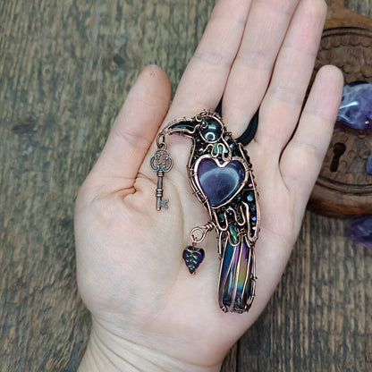 Amethyst 💜 Secret Keeper. Raven necklace.