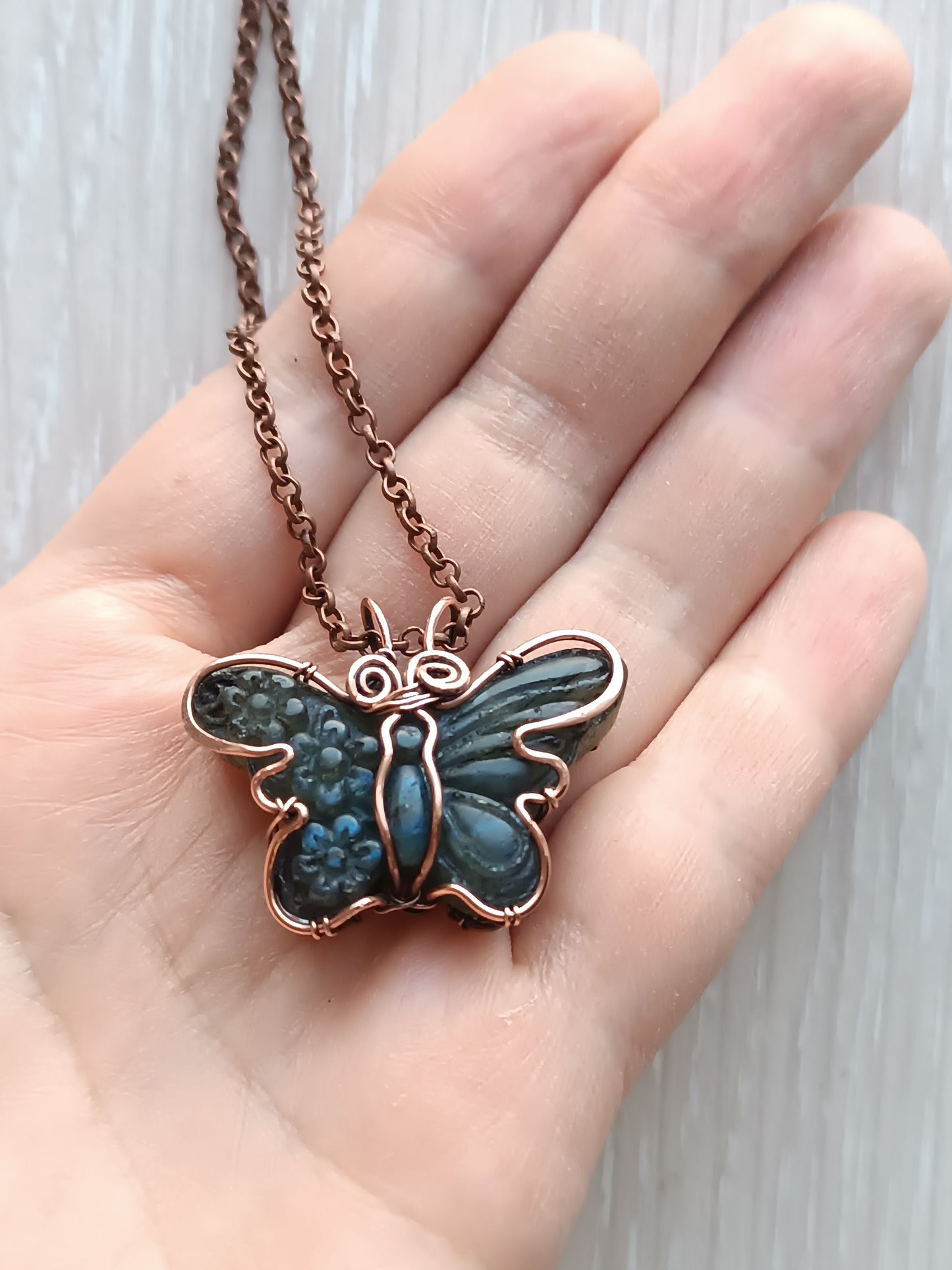 Labradorite butterfly pendant.