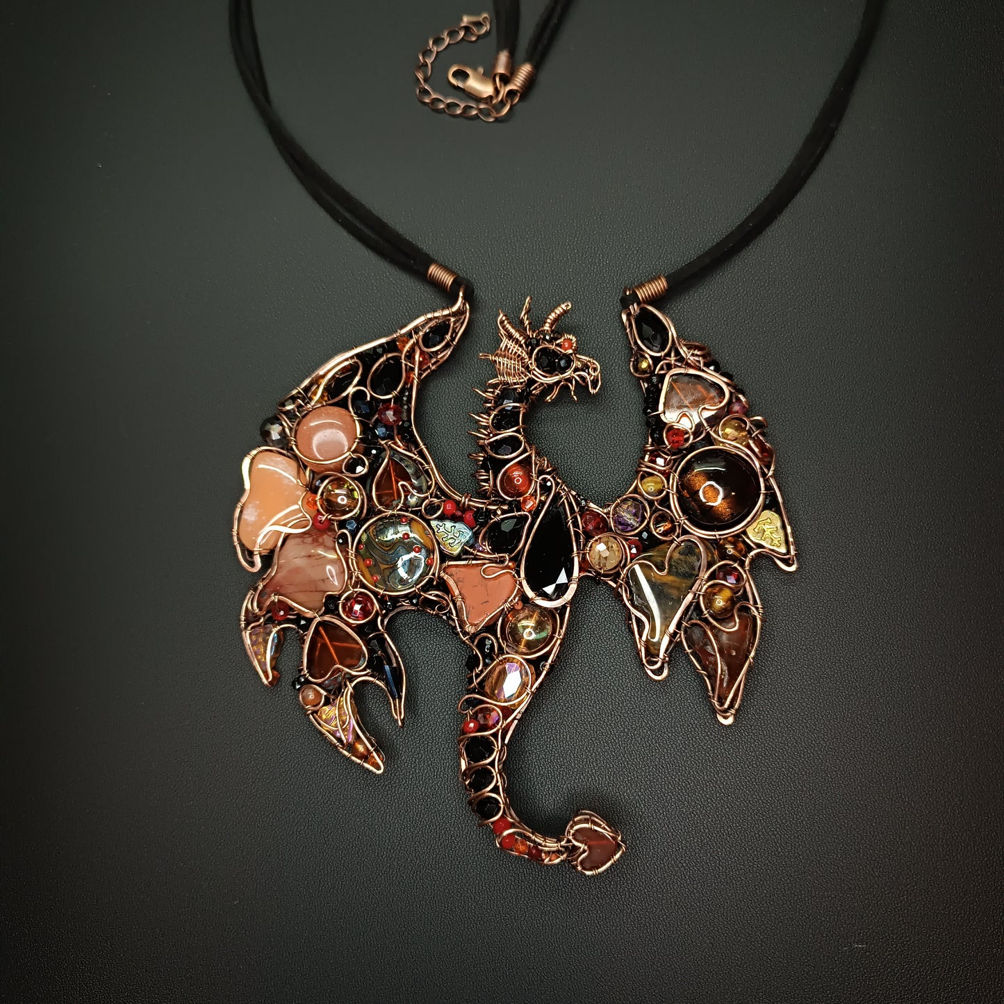 Fire dragon statement necklace