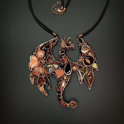 Fire dragon statement necklace