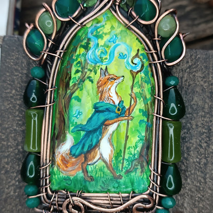 "Forest shaman"🌿🦊Wearable art necklace.