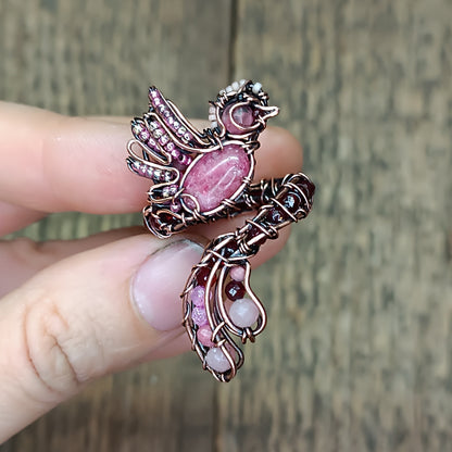 Pink bird ring (adjustable, size S-L)